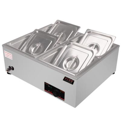 China Electric Buffet Bain Marie Server Showcase Bain Marie Soup Warming Counter Food Display Heater Stainless Steel Electric Heater 4 Basins for sale