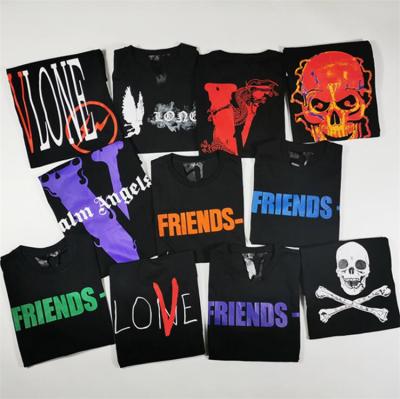 China 2022 new Anti-wrinkle big V summer printing short loose sleeve high street men and women couple casual T-shirt custom lone V t-shirts for sale