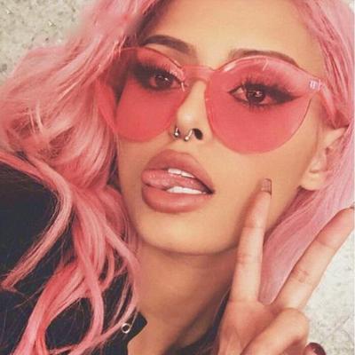 China Fashion Sunglasses Wholesale Awesome China Vintage Sun Glasses Rimless Summer Around Fashion Women Shading Sunglasses With Candy Color Glass for sale