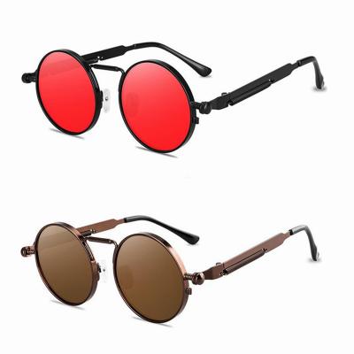 China New Gold Metal Glass Sun Shades Celebrity Fashion Round Vintage Men Stylish Designer Steampunk Punk Sunglasses for sale