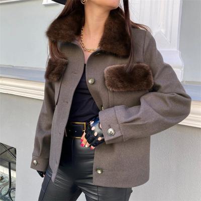 China Anti-wrinkle 2022 New Designer Fur Jacket Ladies Woolen Jackets Fashion Winter Wear Coat For Women for sale