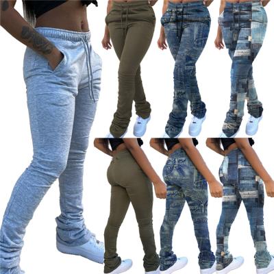 China Anti-wrinkle Vintage Casual Women's Harem Pants Spring Jogger Fashionable Sweatpants Ladies Streetwear Stacked Jeans Pants 2022 for sale