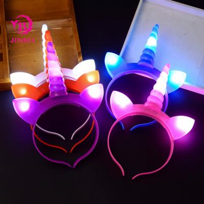 China Unicorn Party Supplies Set Fashionable Glow in the Dark Hair Accessories light up Unicorn Headband led for sale