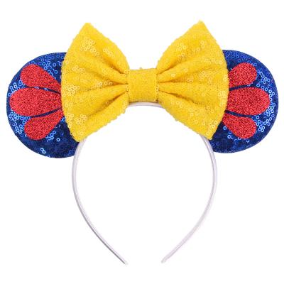 China 2022 Environmentally Friendly Snow White Sparkle Bow Knot Mouse Ears Head Bands Festival Party Hair Accessories For Kids Princess Head Bands for sale