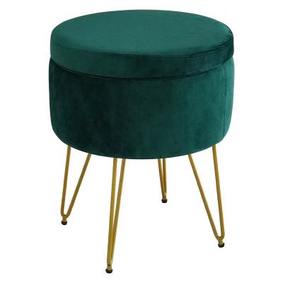 China Round Storage Living Room Stool Velvet Small Stool Storage Throne Chairs for sale