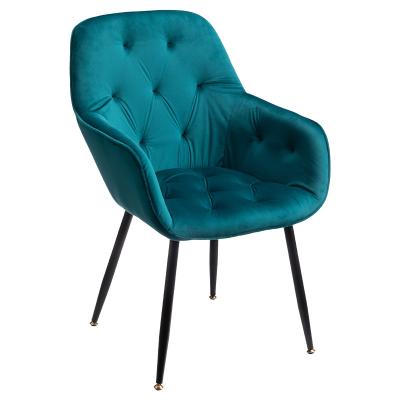 China New Modern Fabric Leisure Extended Green Velvet Chairs Living Room Restaurant Metal Nordic Dining Armchairs Upholstered Leg for sale