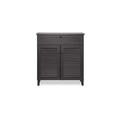 China Wholesale Black Modern Expandable Shoe Cabinet With 2 Doors And Drawer Shutter Door Entry Shoe Racks for sale