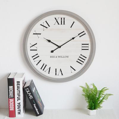 China Eclectic Modern Promotional Large Gray Wall Clock For Home Decor Simple Round Wall Clock for sale