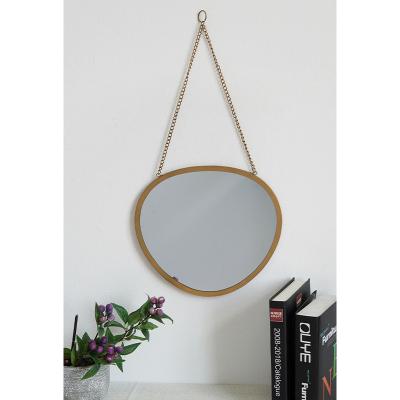 China Art Decor Wall Hanging Frame Gold Glass Small Oval Mirror For Table Magic Dressing Mirrored Dector for sale