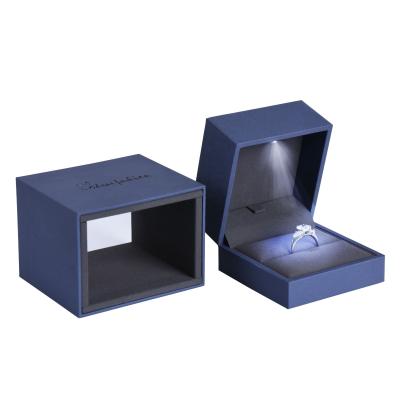 China Luxury Custom Pendant Ring / Earring / Jewelry Ring Packing Box Led Lightweight Ring Box Case for sale