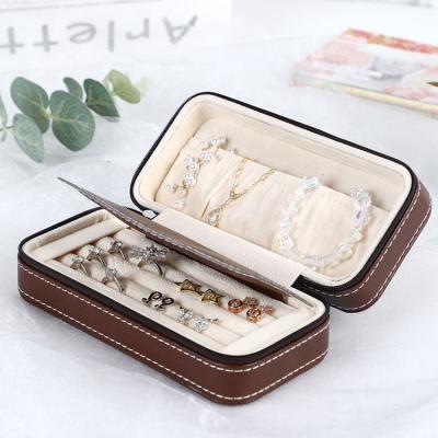 China Shenzhen High End Acrylic PU Leather Travel Jewelry Packaging Plastic Zipper Storage Box Jewelry Organizer for sale