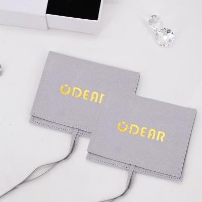 China Custom Black Jewellry Jewelry Packaging Pouches Personalized Logo Envelope Bags Microfiber Jewelry Packaging Pouch for sale