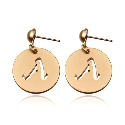 China FASHIONABLE Top Selling Alloy Initial Letter A-Z Alphabet Stud Drop Earring Jewelry For Women for sale