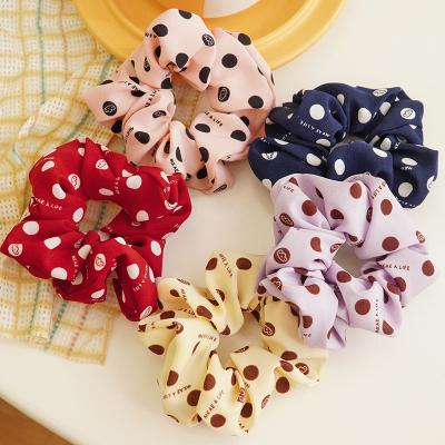 China Women Women Fashion Scrunchies Polk Dot Print Rubber Bands Ponytail Holder Elastic Hair Ties Scrunchies Hair Accessories for sale