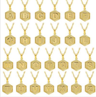 China Wholesale Trendy Fashion Alphabet Gold Plated Stainless Steel Single Letter A-Z Pendant Initial Necklace for sale