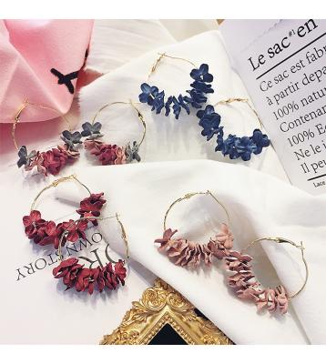 China TRENDY fashion temperament single flower drop earring for women big size colorful circle earring jewelry for sale