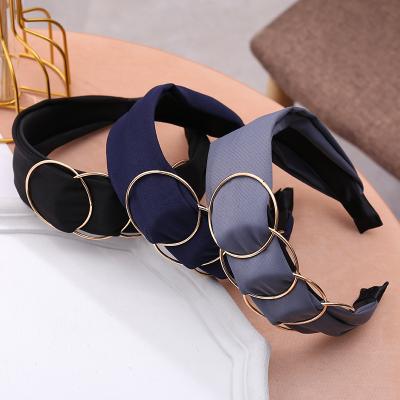 China Solid Color Korean Thick Cloth Hairband Wide Circle Hair Women Looped Headband Ladies Hair Accessories for sale