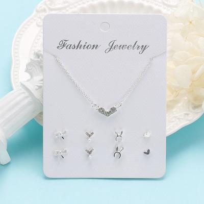 China Cheap Wholesale Trendy Necklace Earring Jewelry Sets Silver Stud Earrings Christmas Set Fashion Women Jewelry Set for sale