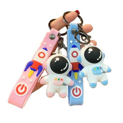 China Cartoon Direct Selling Astronaut Universe Metal 3d Key Ring PVC Playful Cute Durable Astronaut Keychain for sale