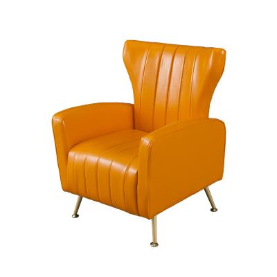 China Removable Armrest Modern Luxury Hotel Furniture Simple Living Room Leather Sofa Chair With Golden Legs for sale