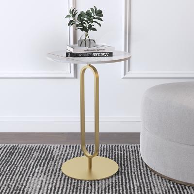 China Newest Small Movable Marble Table Nordic Style Modern Simple Design Sidetable Sidetable In The Living Room Iron Table Flower Shelf for sale