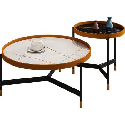 China Convertible Modern Round Coffee Table Set Furniture Luxury Marble Top Living Room Low Height Coffee Table for sale