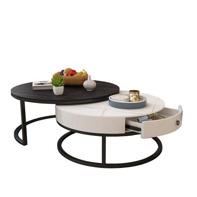 China North Popular Extendable Rock Dish Coffee Table Height Combination A Set Of Modern Metal Legs Form Marble Co Round Tea Table for sale