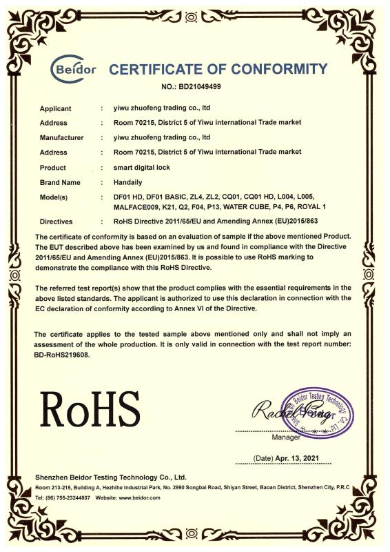 RoHS - Yiwu Zhuofeng Trading Co., Ltd.