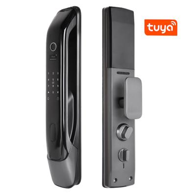 China Zinc Tuya WIFI App High Security Lock Fully Automatic Smart Biometric Fingerprint Automatic Smart Door Lock for sale