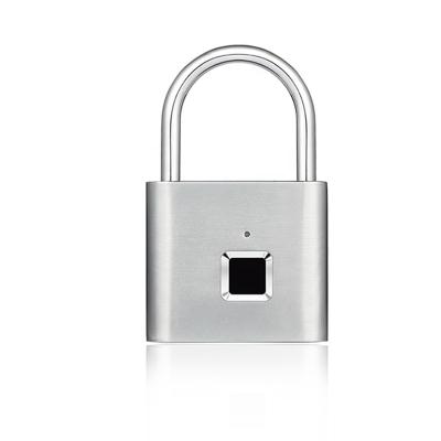 China Zinc Alloy Smart Portable Security Lock USB Rechargeable Fingerprint Apartment Padlock Quick Open for sale