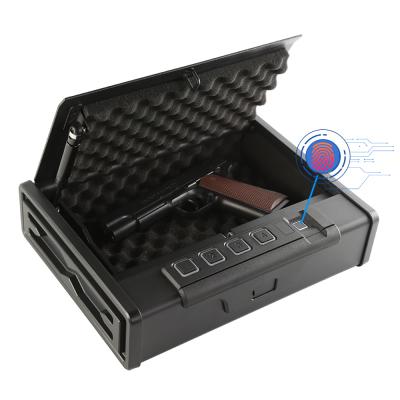 China Firearm Hand Box Fingerprint Safe Box Portable Biometric Quick Access Electronic High Security Safe Steel Box for sale