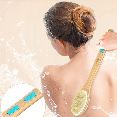 China Lotus Wood Natural Body Massage Long Handle Bath Brushes For Shower for sale