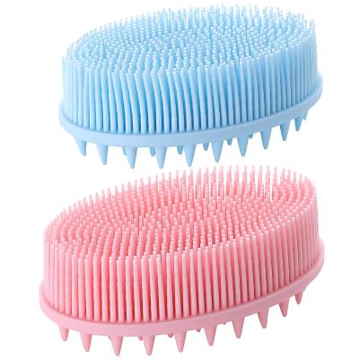 China Long Handle Body Massage Silicon Bath Brushes For Shower Silicone Brushes Bath Silicone Massage Bath Brush for sale