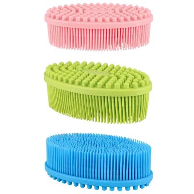 China Long Handle Body Massage Silicon Bath Brushes For Shower Silicone Brushes Bath Silicone Massage Bath Brush for sale