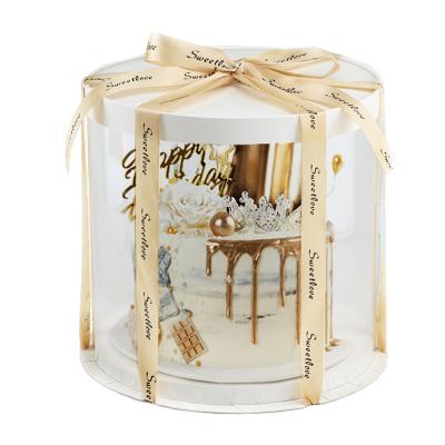 China Recycled Materials Cake Box Latest Transparent Plastic Packaging Custom Printed Round Cake Box Transparent PET Cake Box for sale