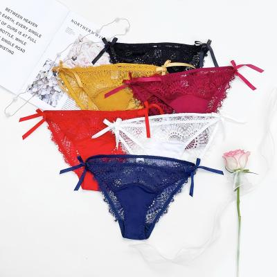 China Sexy lace summer spring ladies waist underwear ultra thin transparent women's panties QUICK DRY medium panties for sale