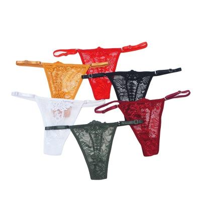 China Breathable Most Popular Women's Sexy Hollow Out Erotic Lingerie Thong Flower Spear Belt Adjustable Women's Underwear for sale