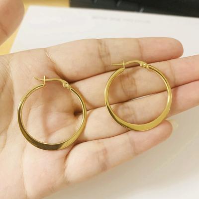 China CLASSIC Anti-allergic 18K Gold Plated Pure Titanium Jewelry Circle Earring for sale