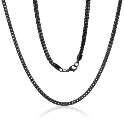 China Hiphop Customized Hip Hop Black Stainless Steel Plating Mens Jewelry Accessories Cuban Ion Necklace Chain for sale