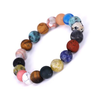 China Natural Galaxy Romantic Healing Planet Bracelet 8mm Stone Moon Bead Bracelets for sale