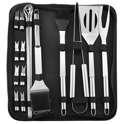 China Easily Cleaned BBQ Grilling Accessories 20Pcs Grill Tool Kit Stainless Steel Grilling Kit For Kitchen BBQ Camping Utensil for sale