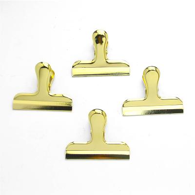 China Kitchen And Office Chip Bag Clips Large Golden Stainless Steel Air Bag Viable Tight Clip for sale