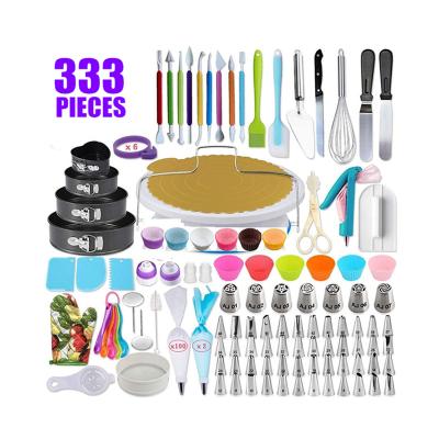 China Sustainable 333 Pcs Cake Decorating Kit Complete Cake Decorating Supplies and Baking Tools for sale