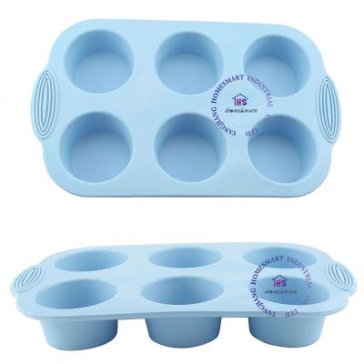 China 6 Cups Non-Stick Mold Baking Silicone Cake Tray Cupcake Pan Muffin Viable for sale