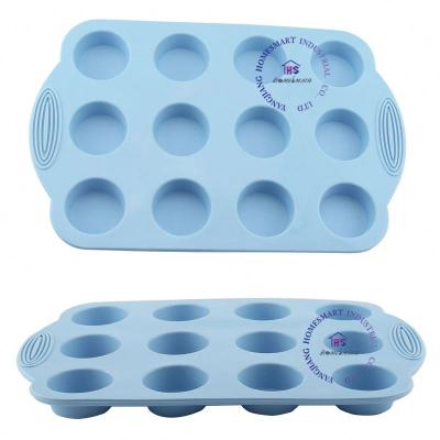 China Viable Wholesale Silicone Non-Stick Muffin Cups 9 Baking Mold Tray Cake Cup Pan for sale