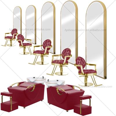 China Modern Modern Stainless Steel Hair Styling Shampoo Chair Barber Mirror Set HP2022G for sale