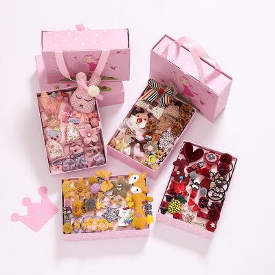 China Sweet Korean Cute Cartoon Babies Hangers 24pcs Kids Hair Clips Hairpins Hair Accessories Clips Gift Box Set For Kids for sale