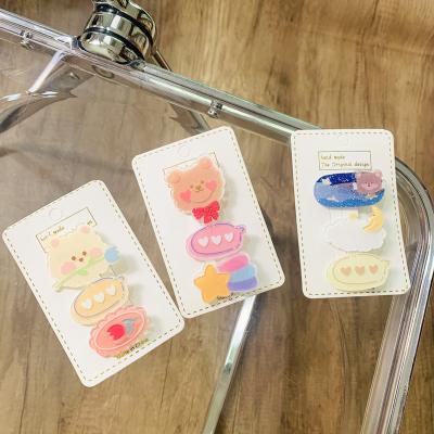 China Sweet Children's Hair Accessories Cartoon bb-8 Acrylic Hairpin Princess Love Word Bear Clip Cute Girl Hairpin Edge Clip for sale