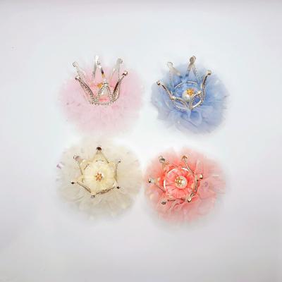 China Sweet hot sale lace up new three-dimensional alloy hairpin tiara crown hair clip headdress bb-8 for princess Baby Christmas girls kids for sale