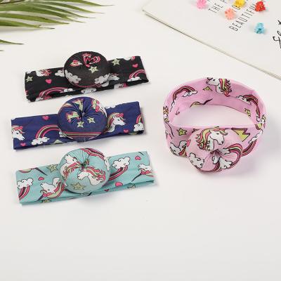 China Baby Pattern Round Ball Buns Children's Fashion Bow Tie Soft Hair Band Nylon Solid Headband for sale